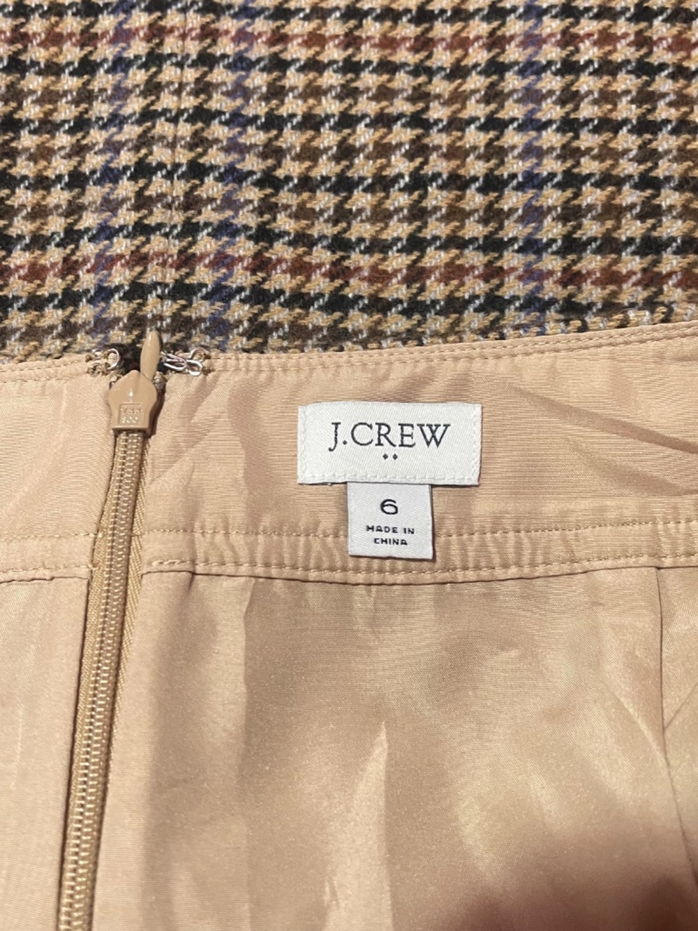 J. Crew Wool Blend Houndstooth Mini Skirt A-Line Camel Multi Women’s 6 US - Picture 11 of 12